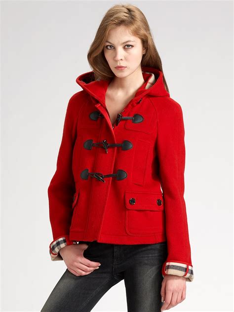 burberry red coat wool|burberry wool duffle coat women's.